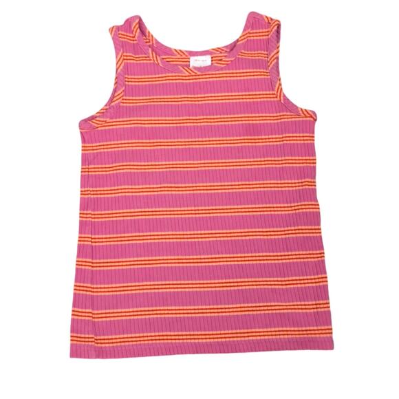 Hanna Andersson Ribbed Pink And Orange Striped Tank Top Size 10 - Picture 1 of 5